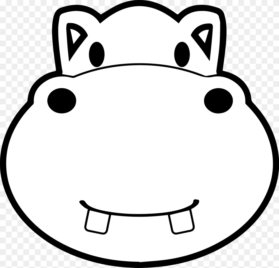 Cartoon Hippo Face Clipart, Stencil Png Image