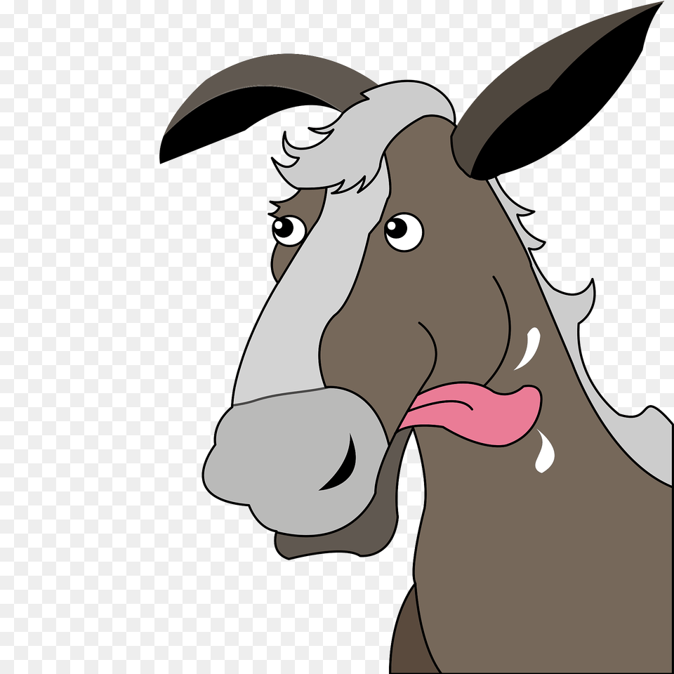 Cartoon Horse With Protruding Tongue Clipart, Animal, Mammal, Fish, Sea Life Png