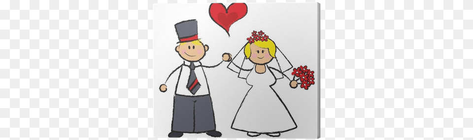 Cartoon Illustration Of A Wedding Couple In Fair Skin Just Married Cartoon, Baby, Person, People, Face Free Png