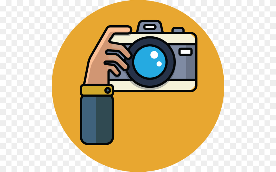 Cartoon Illustration Of Hand With Camera Movie, Photography, Electronics, Disk Png Image