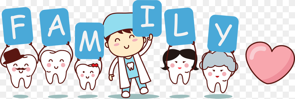 Cartoon Illustration Teeth Dentist Family Tooth, Book, Publication, Baby, Person Free Png