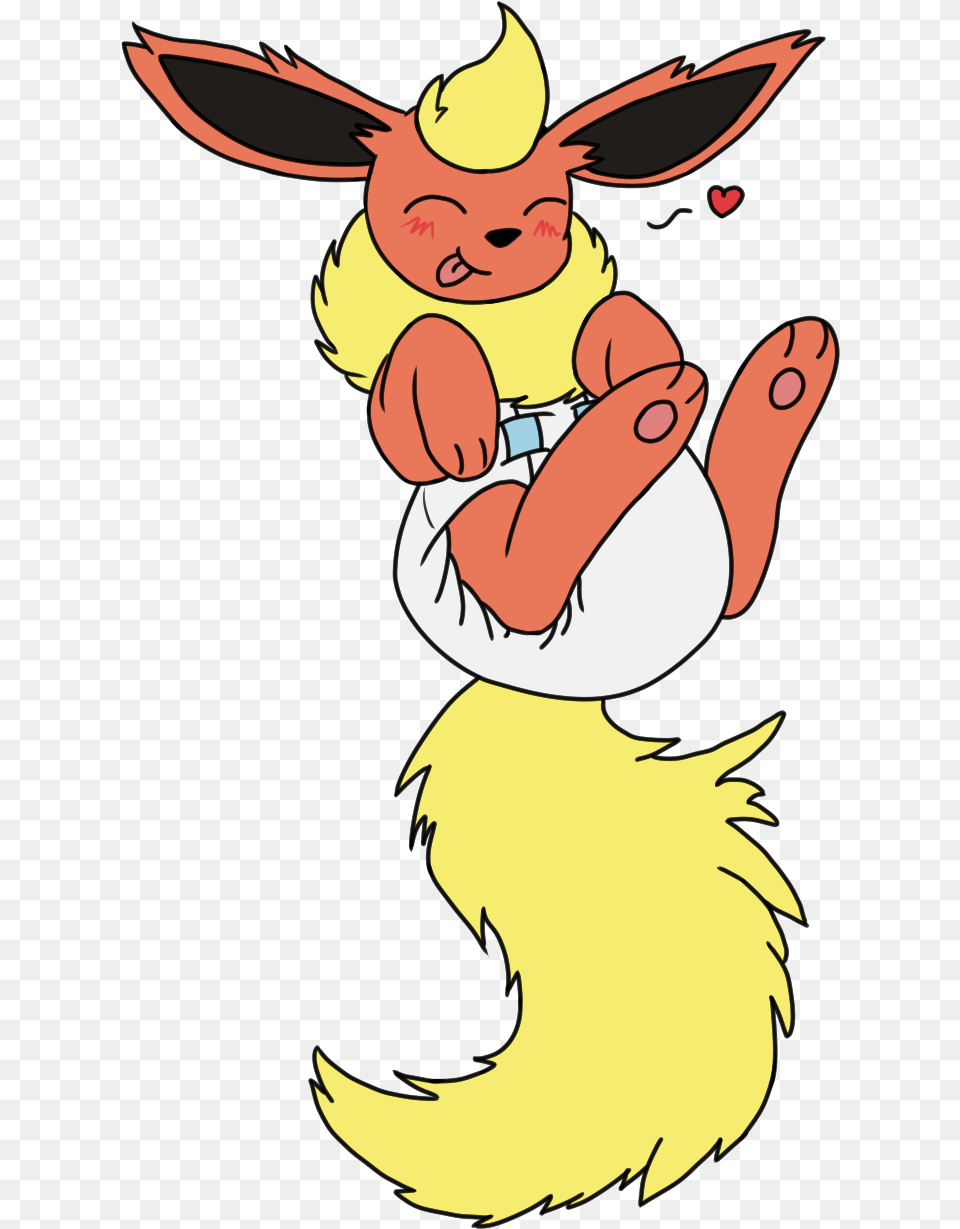 Cartoon Diapered Flareon, Baby, Person, Face, Head Png Image