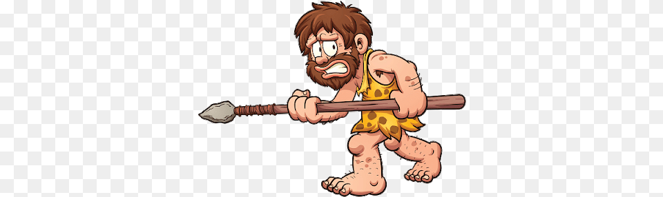 Cartoon Images Funny With Spear Caveman With Spear, Weapon, Baby, Person Free Png