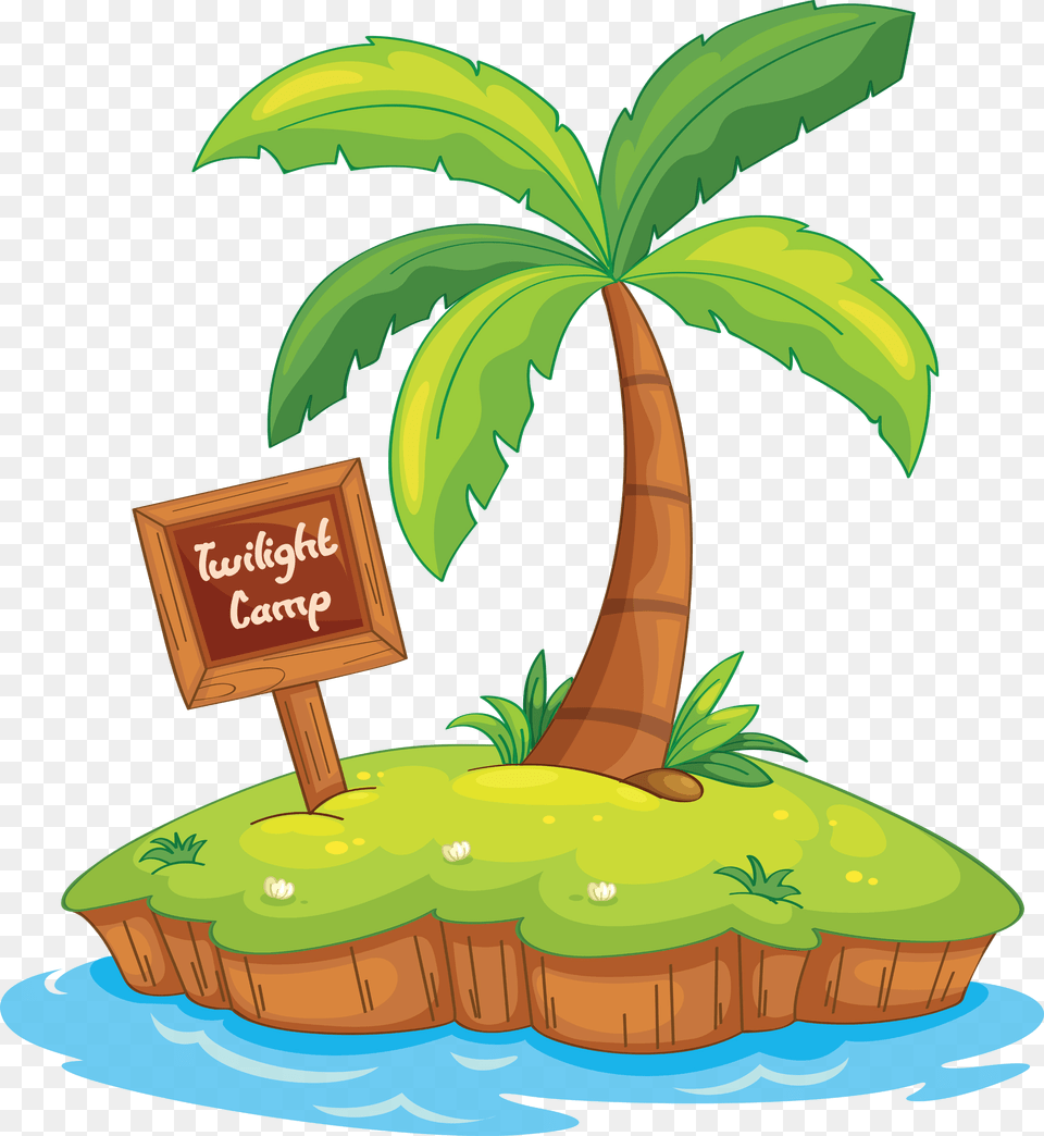 Cartoon Island, Plant, Vegetation, Palm Tree, Tree Png