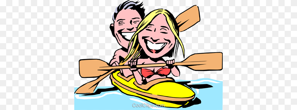 Cartoon Kayaking Royalty Vector Clip Art Illustration, Oars, Person, Paddle, Baby Free Png