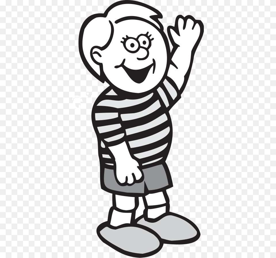 Cartoon Kid Svg Clip Arts Wave Goodbye Clipart Black And White, Baby, Person, Face, Head Png Image