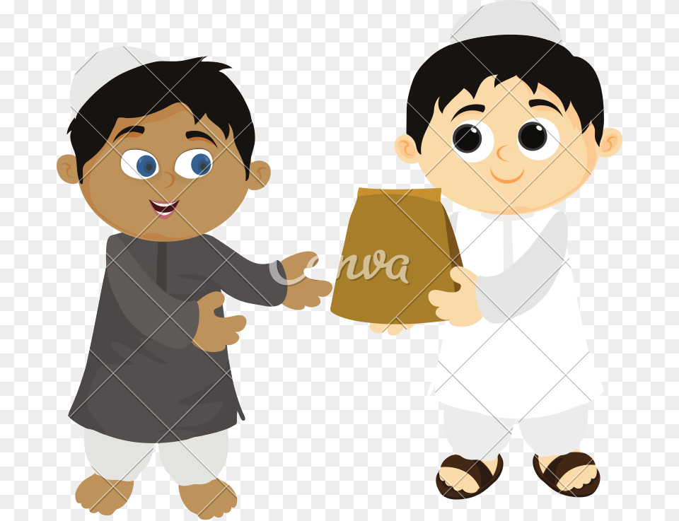 Cartoon Kids Images Kids Muslim Sharing Cartoon, Baby, Person, Photography, Face Free Png