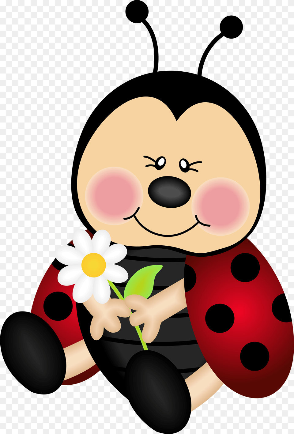 Cartoon Ladybug, Daisy, Flower, Petal, Plant Png Image