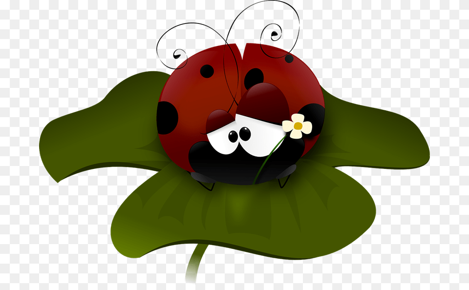 Cartoon Ladybug Clipart, Leaf, Plant, Green, Flower Png Image