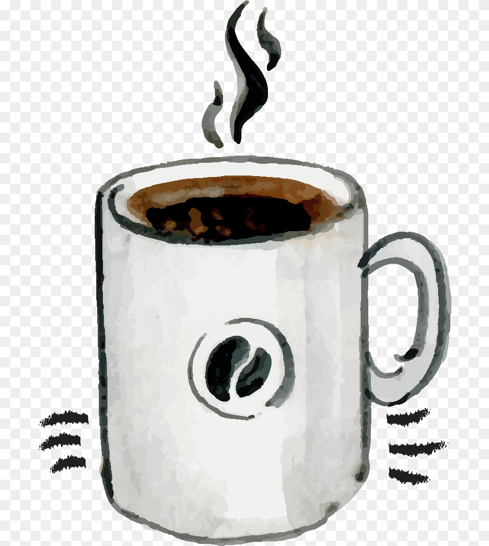 Cartoon Line Aroma Coffee Element Tazas De Cafe Acuarela, Cup, Beverage, Coffee Cup, Adult Free Png
