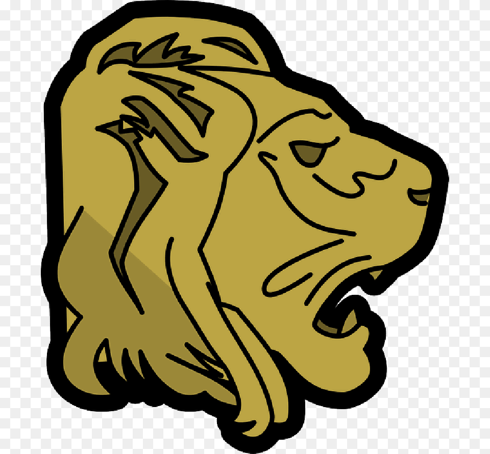 Cartoon Lion Head Transparent Lion Side View Transparebt, Animal, Mammal, Wildlife, Person Png Image