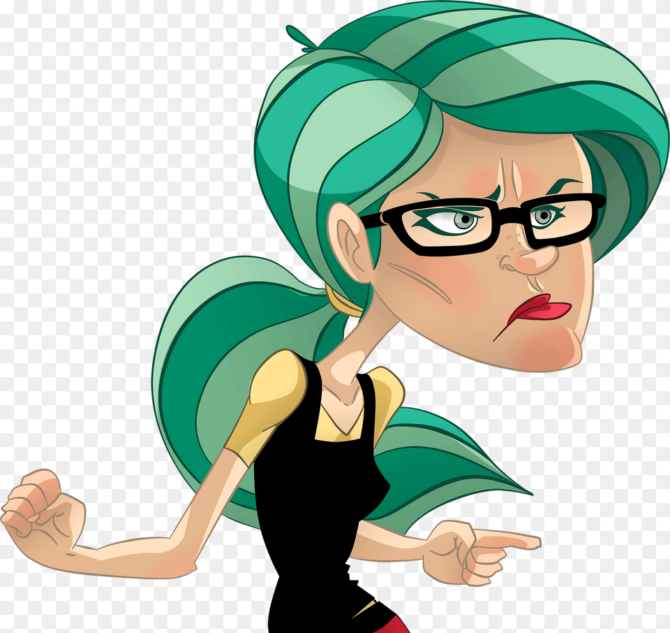 Cartoon Mad Woman Clipart, Accessories, Glasses, Person, Head Free Transparent Png