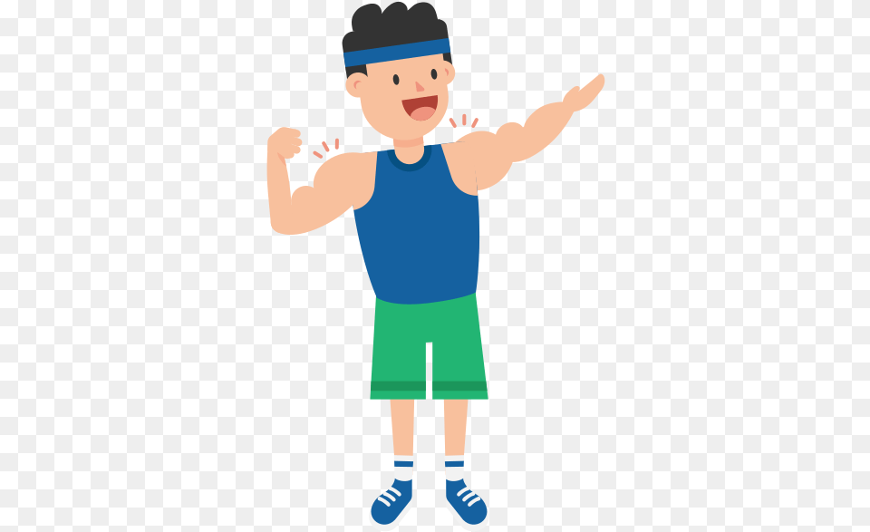 Cartoon Man Flexing Muscles, Clothing, Shorts, Person, Face Png Image