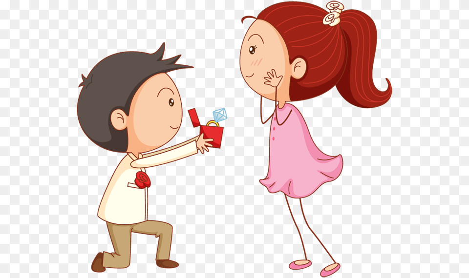 Cartoon Man Give Ring To His Girl For Marriage Proposal Propuesta De Matrimonio Animado, Person, Face, Head, Adult Free Png Download