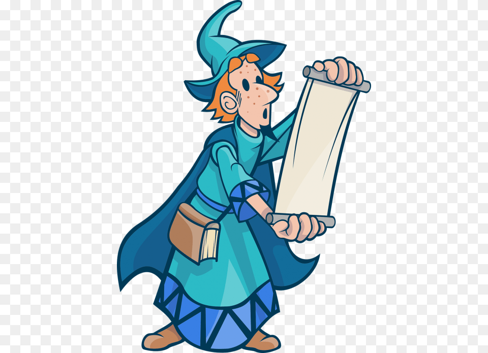 Cartoon Man Reading A Scroll, Book, Comics, Publication, Person Png