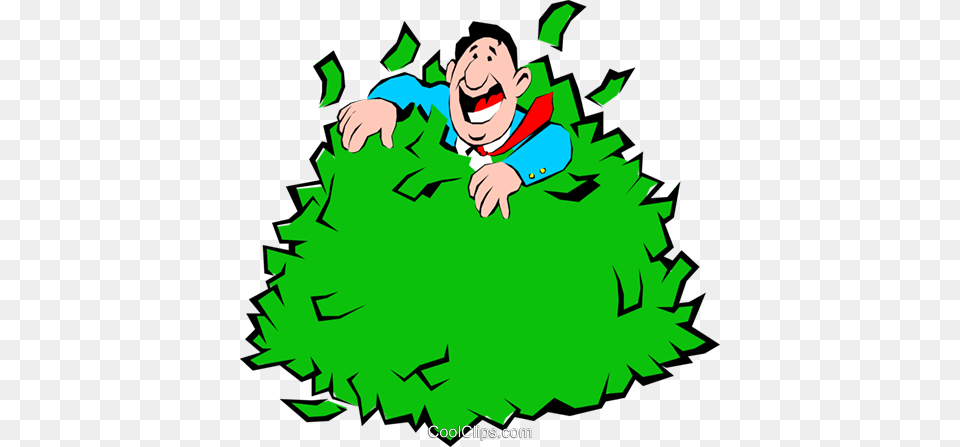 Cartoon Man Rolling In Money Royalty Vector Clip Art, Green, Baby, Person, Plant Free Transparent Png