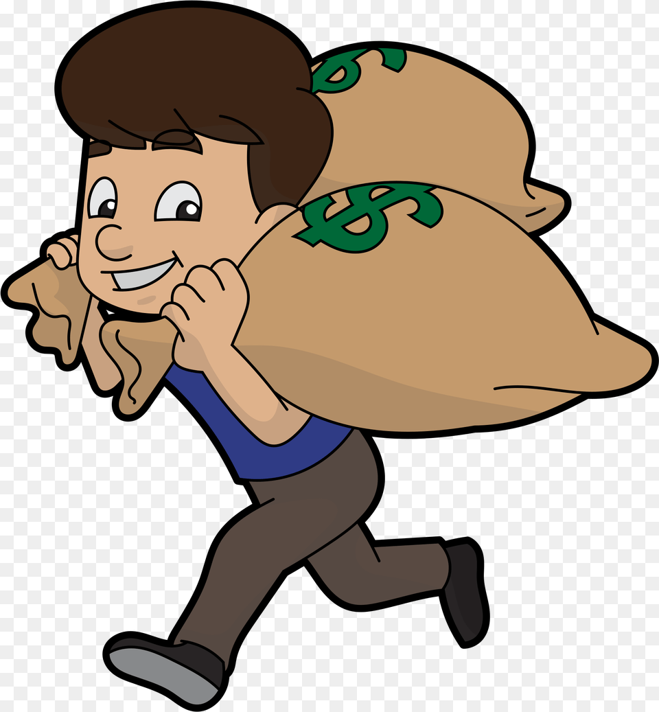 Cartoon Man Running Away, Baby, Person, Face, Head Png Image