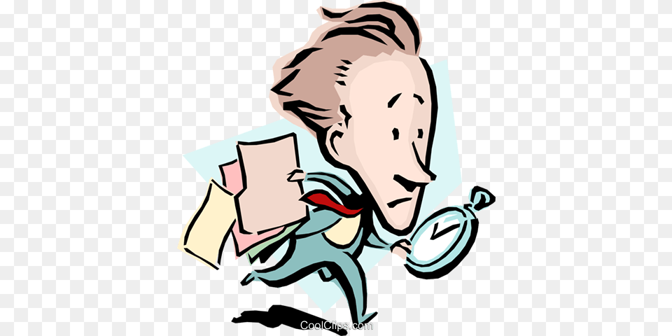 Cartoon Man Running For An Appointment Royalty Free Vector Clip, Baby, Face, Head, Person Png