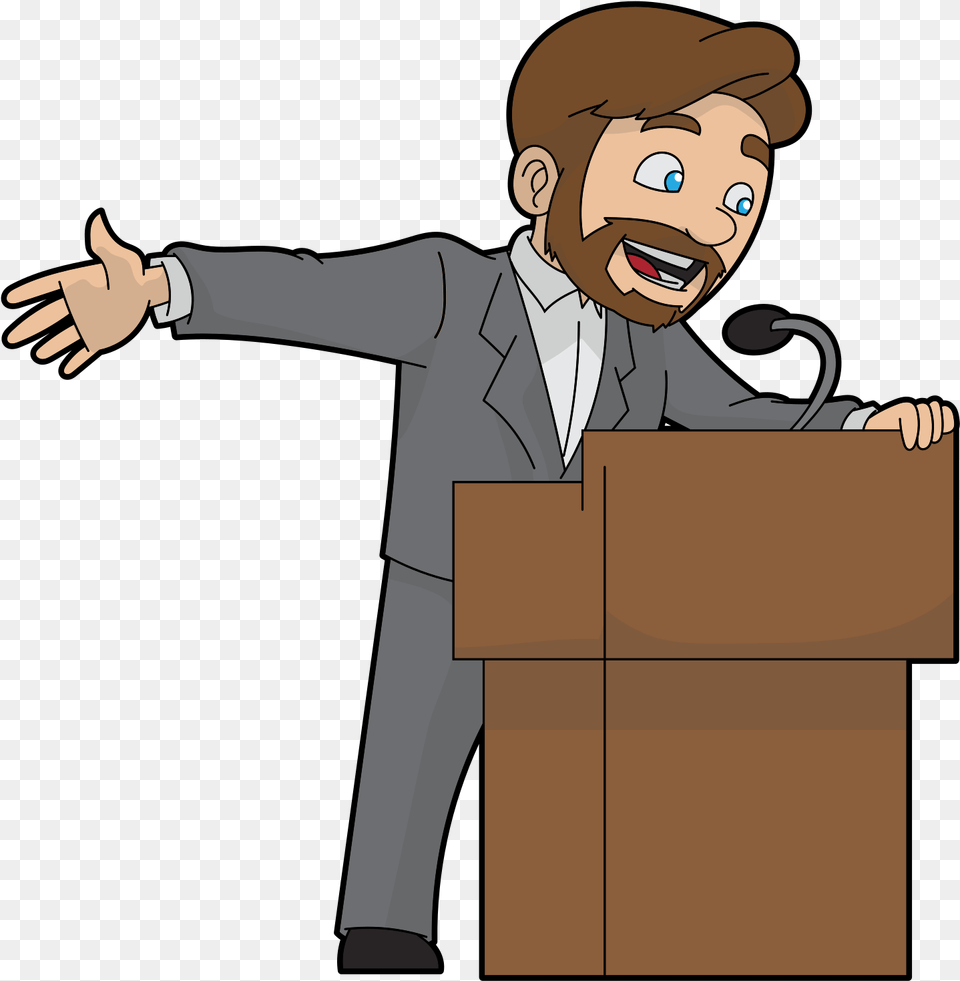 Cartoon Man Speaking In Public, Person, Crowd, Audience, Adult Png