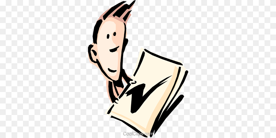 Cartoon Man With A Check Mark Royalty Vector Clip Art, Book, Person, Publication, Reading Free Png Download