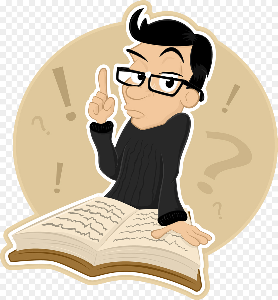Cartoon Man With Book, Reading, Person, Publication, Woman Free Png