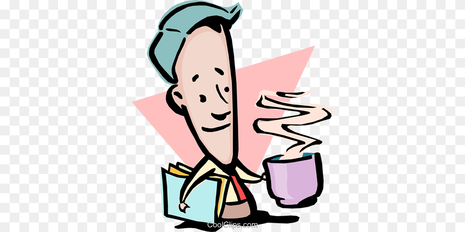 Cartoon Man With Cup Of Coffee Royalty Vector Clip Art, Washing, Person, Baby, Cleaning Free Transparent Png