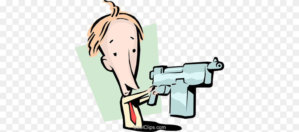 Cartoon Man With Gun Royalty Vector Clip Art Illustration, Firearm, Handgun, Weapon, Person Free Png