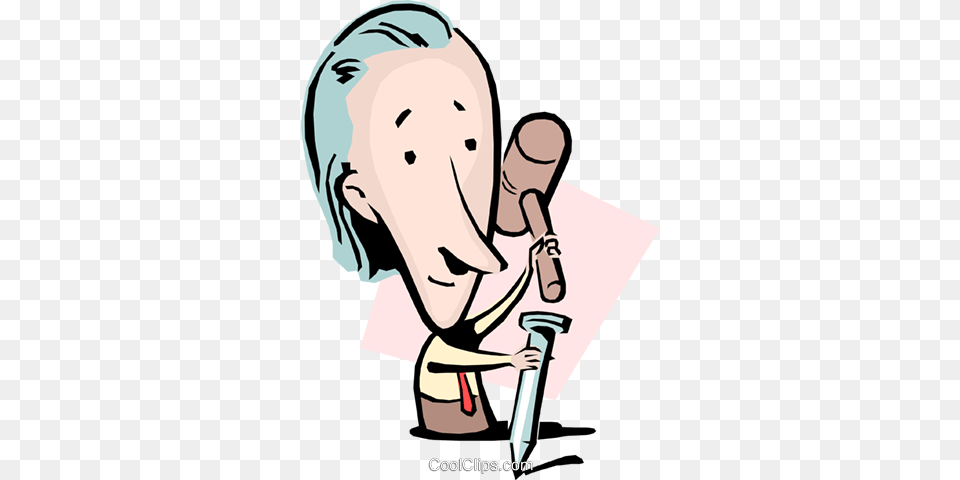 Cartoon Man With Hammer Nail Royalty Free Vector Clip Art, Baby, Person, Electrical Device, Microphone Png