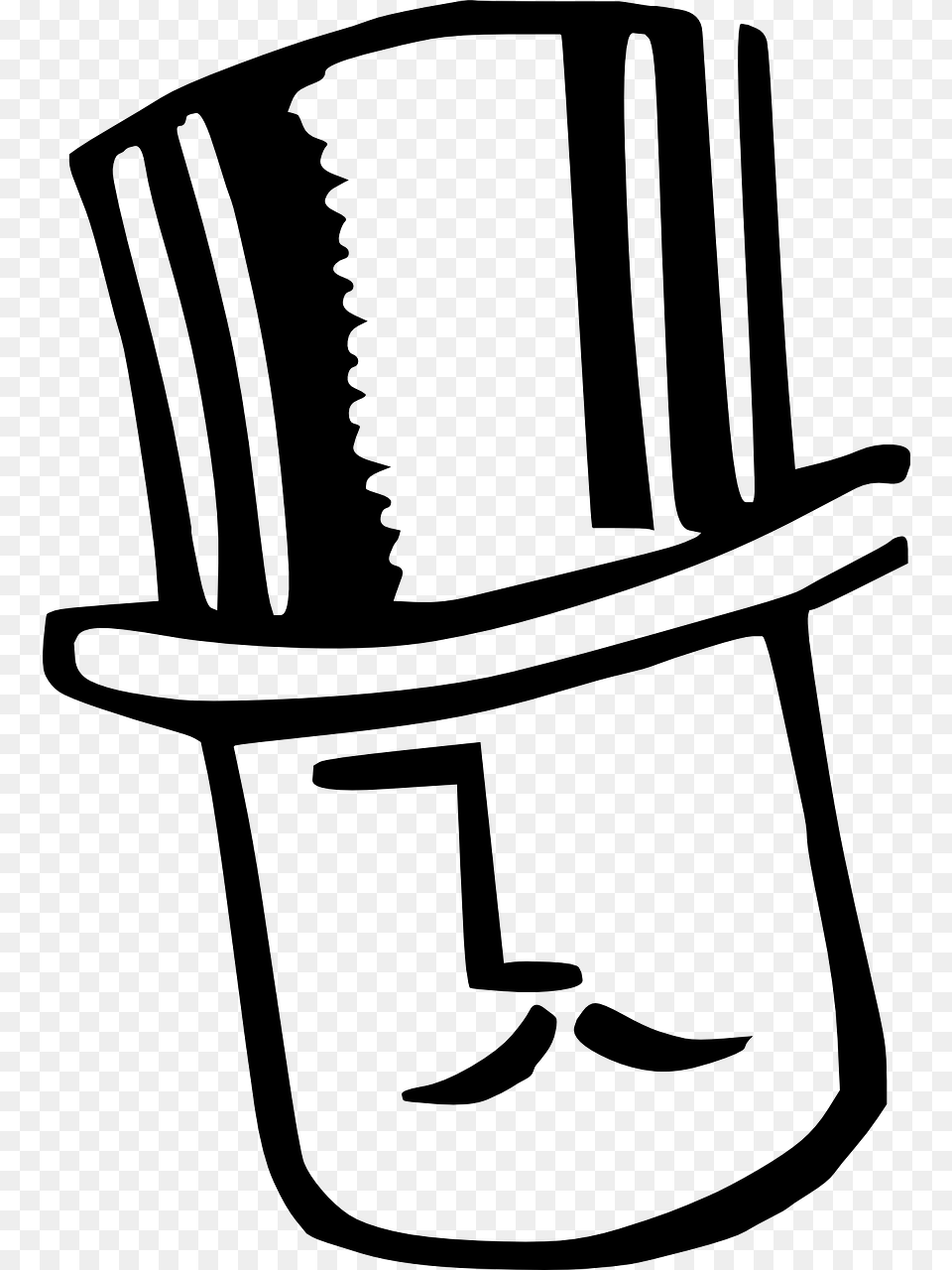 Cartoon Man With Top Hat, Gray Free Transparent Png