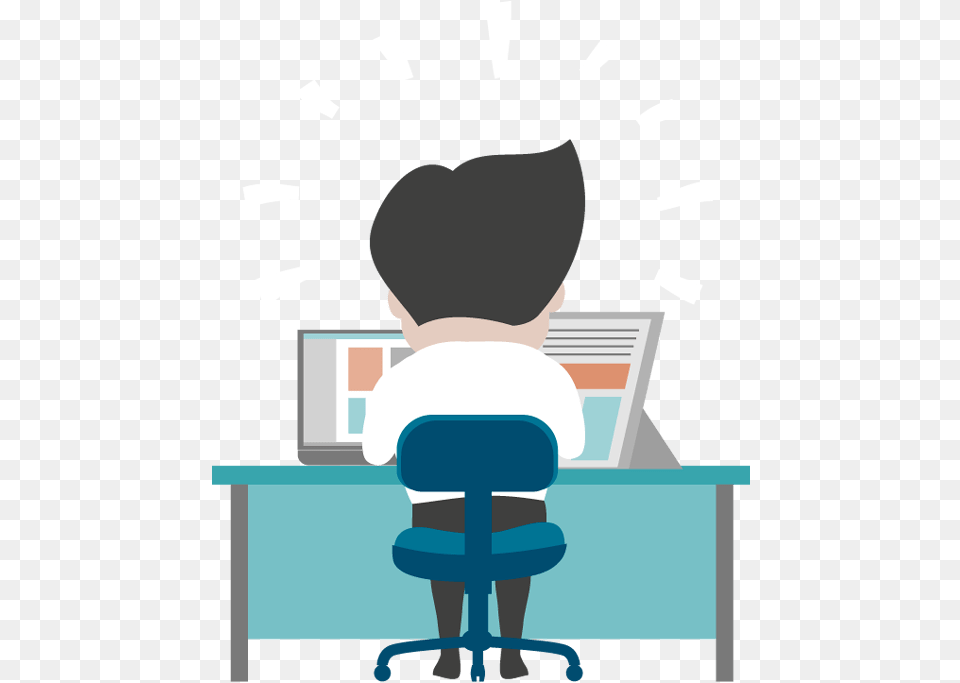 Cartoon Man Working At Desk Clipart Cartoon Man Working At Desk, Reading, Person, Furniture, Chair Free Png