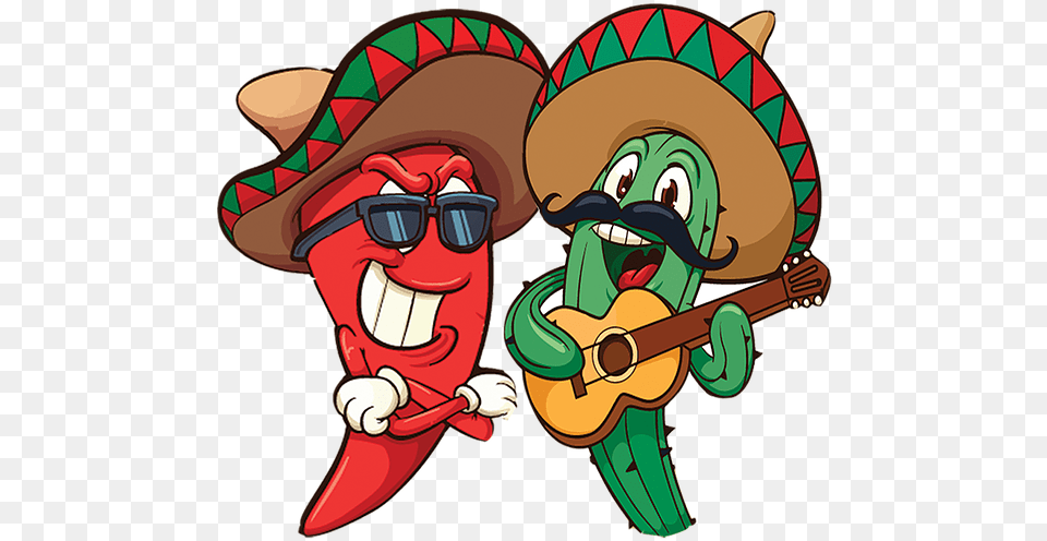Cartoon Mexican Cactus, Clothing, Hat, Guitar, Musical Instrument Png
