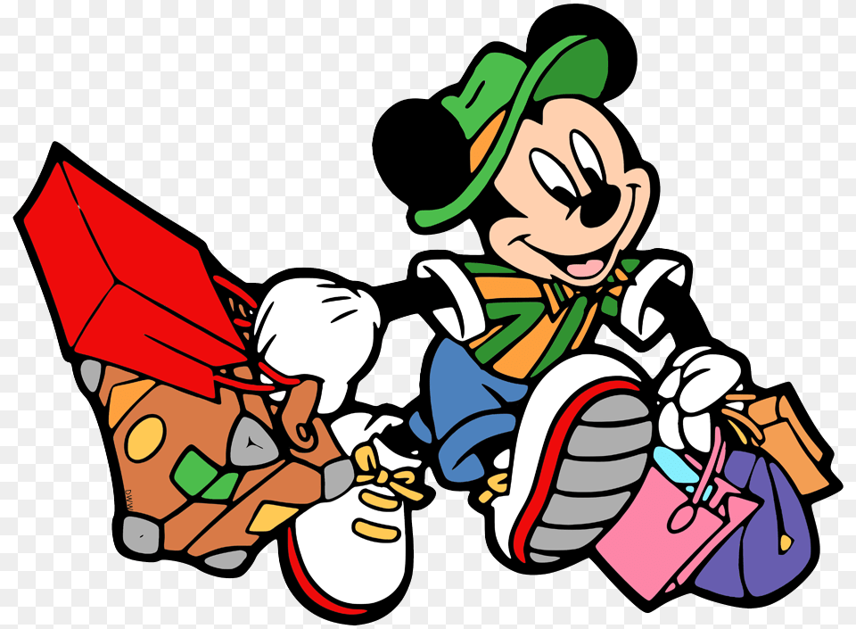 Cartoon Mickey Mouse Carrying Luggage, Bag, Head, Person, Dynamite Free Png