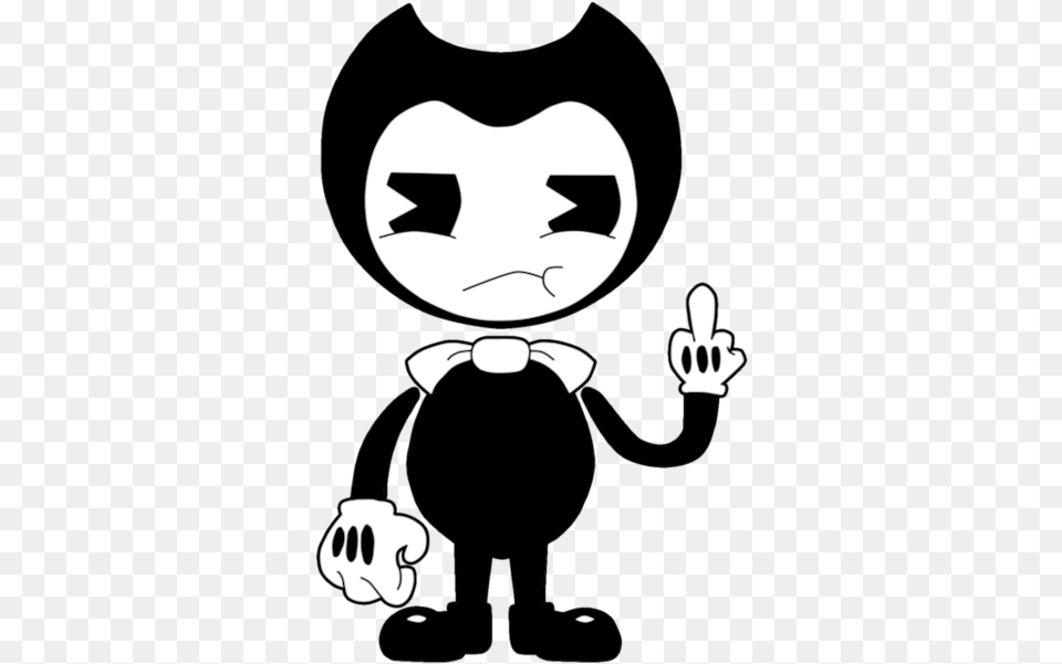 Cartoon Middle Finger Bendy And The Ink Machine Song, Stencil, Baby, Person, Logo Png Image