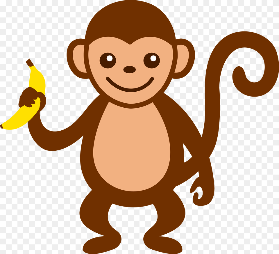 Cartoon Monkey Clip Art Cute Monkey With Banana, Animal, Bear, Mammal, Wildlife Free Png