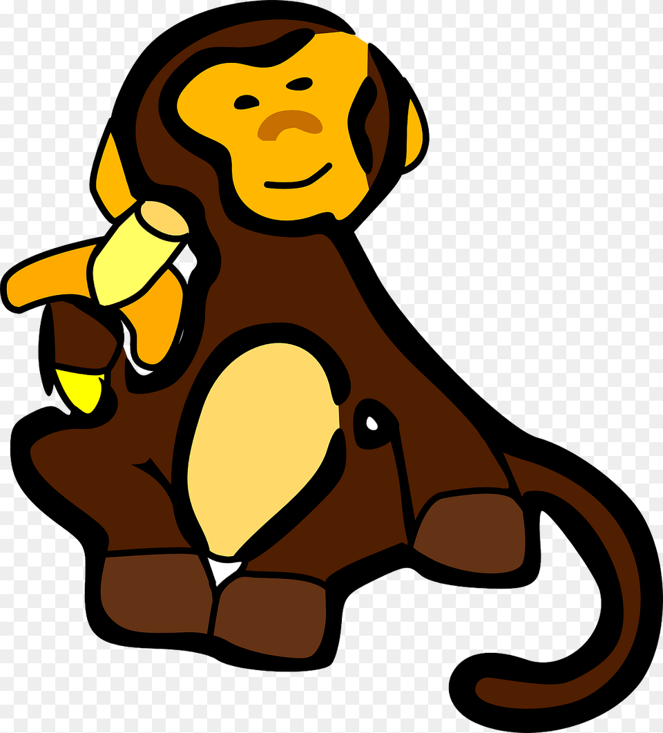 Cartoon Monkey Eating Banana, Food, Fruit, Produce, Plant Free Png