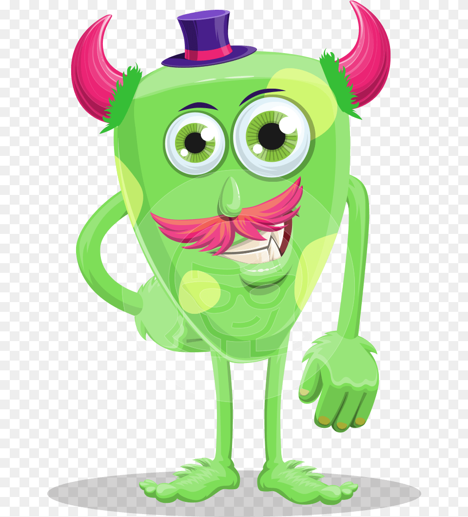Cartoon Monster With Horns, Green, Purple, Baby, Person Free Png Download
