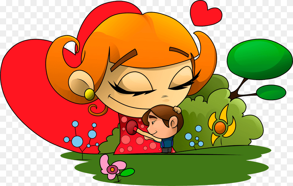 Cartoon Mother And Son Clipart, Baby, Person, Face, Head Png Image
