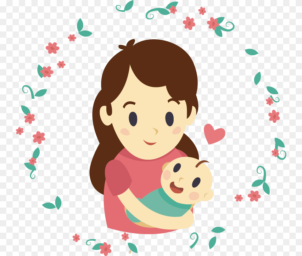 Cartoon Mothers Day Card, Baby, Person, Face, Head Free Png