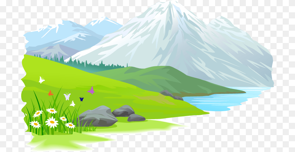 Cartoon Mountain Scenery Clipart, Mountain Range, Outdoors, Ice, Peak Free Transparent Png