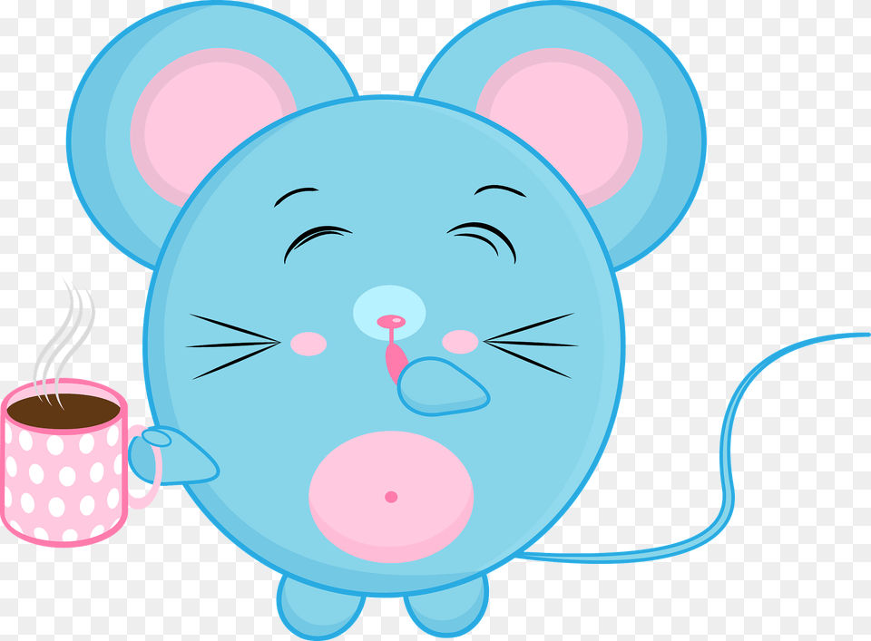 Cartoon Mouse With Coffee Clipart, Cup, Face, Head, Person Png Image