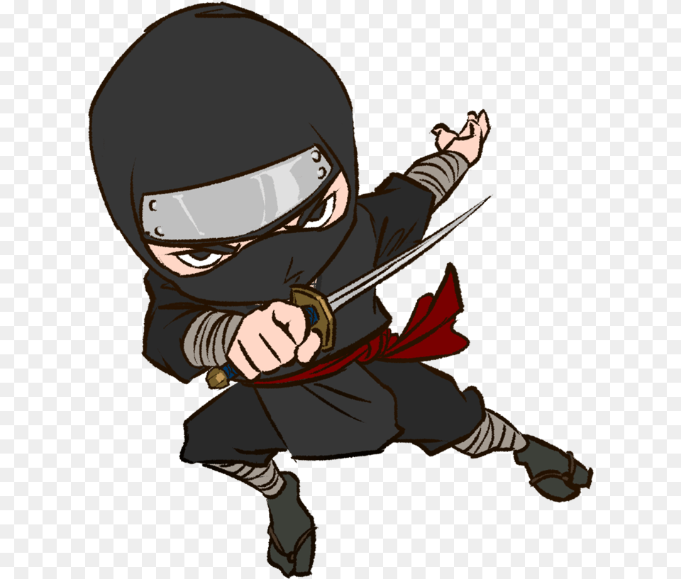 Cartoon Ninja, Baby, Person, Sword, Weapon Png