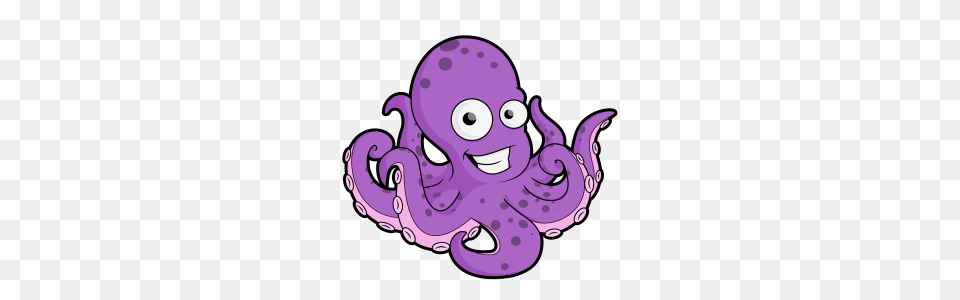 Cartoon Octopus Clip Art Vector, Purple, Animal, Invertebrate, Sea Life Free Png