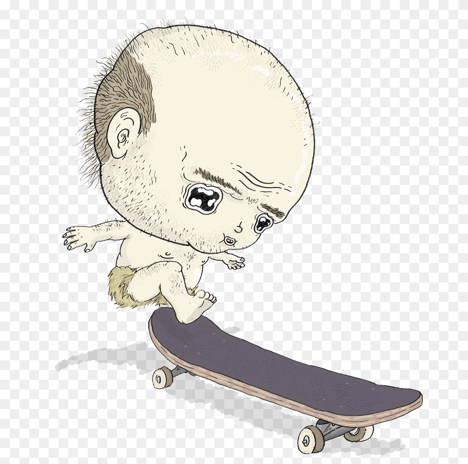 Cartoon Of A Broken Skateboard, Baby, Person, Face, Head Png Image
