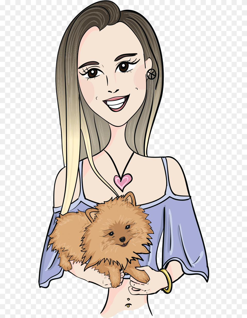 Cartoon Of A Pretty Girl Holding A Dog, Book, Comics, Publication, Adult Png Image