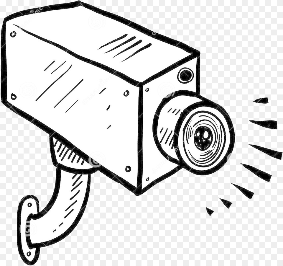Cartoon Of Security Camera Drawing Of Surveillance Camera, Electronics Free Png