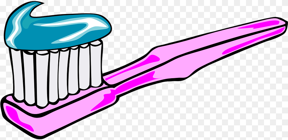 Cartoon Of Toothbrush, Brush, Device, Tool, Toothpaste Png Image