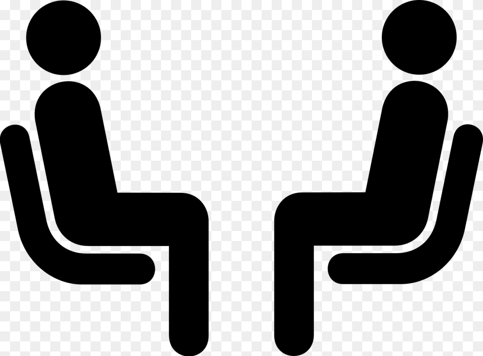 Cartoon Of Two People Sitting Down Having A Conversation Waiting Clip Art Black And White, Gray Png