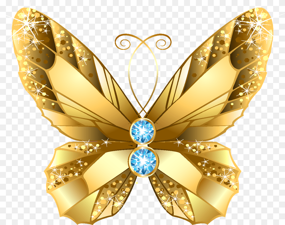 Cartoon Ornate Golden Butterfly Element Background Gold Butterfly, Accessories, Jewelry, Brooch, Tape Free Transparent Png