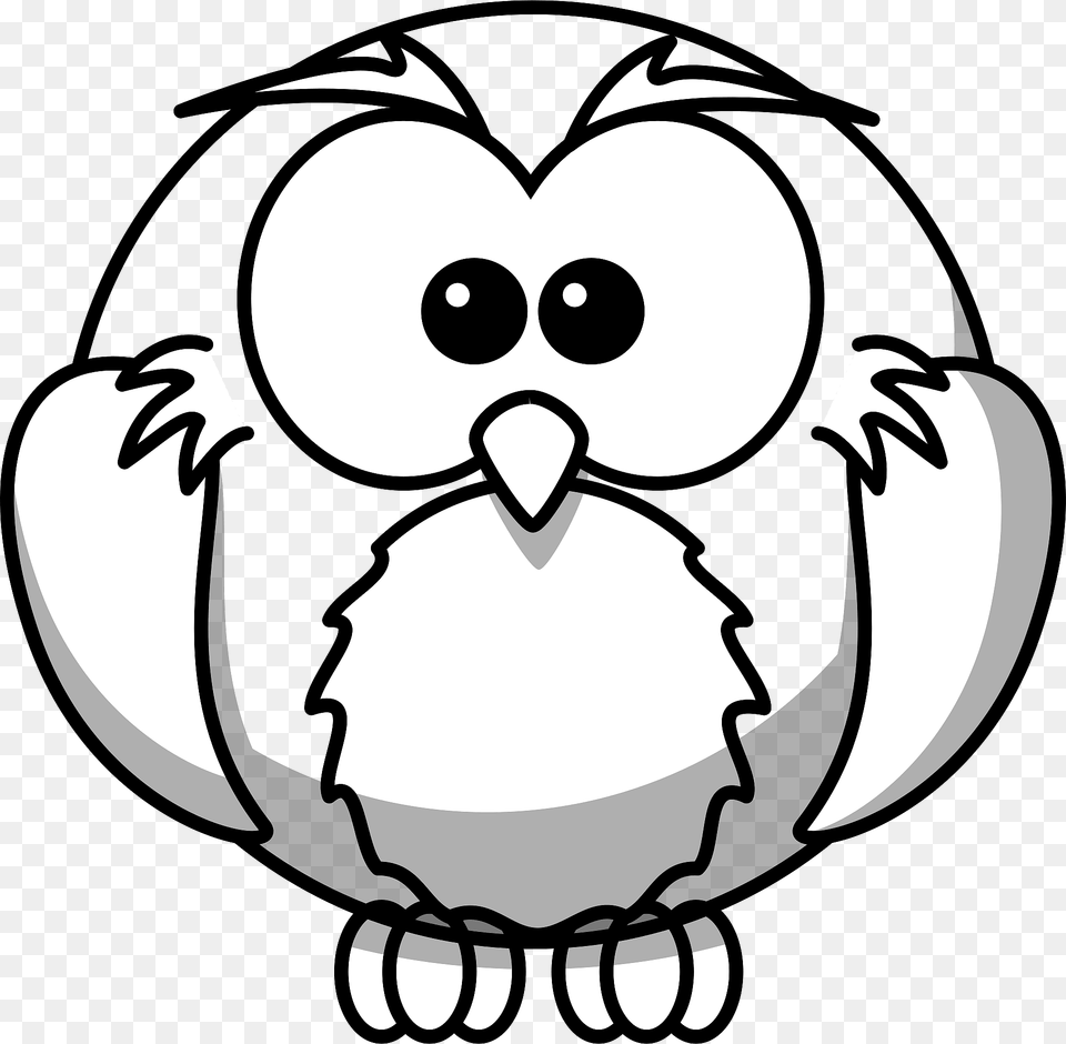 Cartoon Owl Black And White Clipart, Stencil, Nature, Outdoors, Snow Free Png