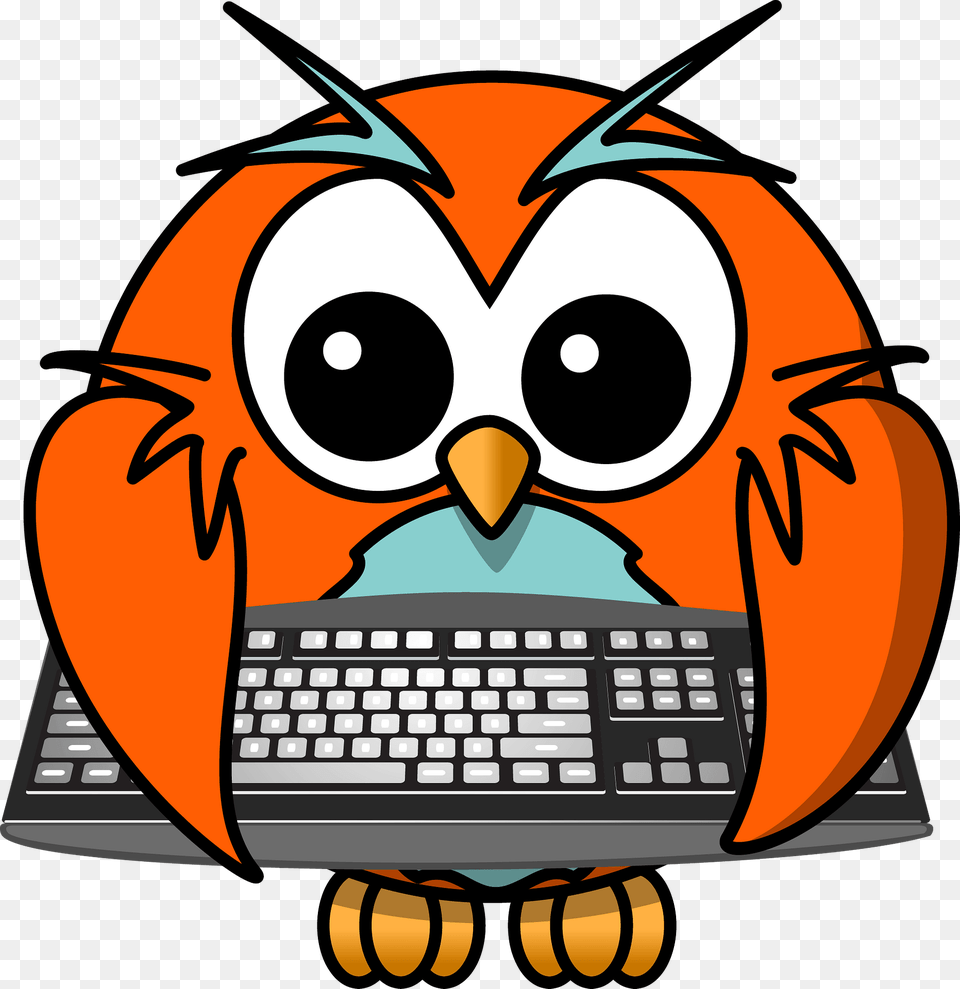 Cartoon Owl Clipart, Computer, Hardware, Electronics, Computer Keyboard Png Image